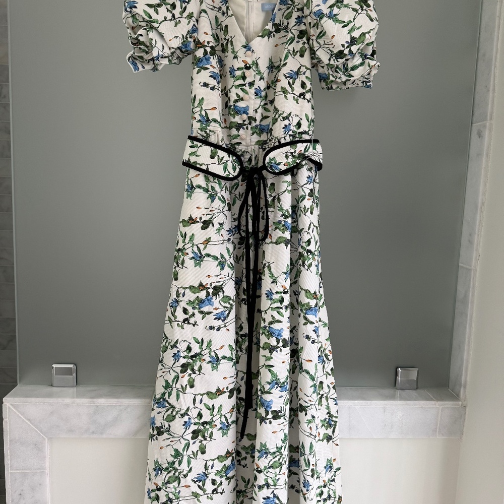 Size 2 Antonio Melani floral belted Midi Dress
